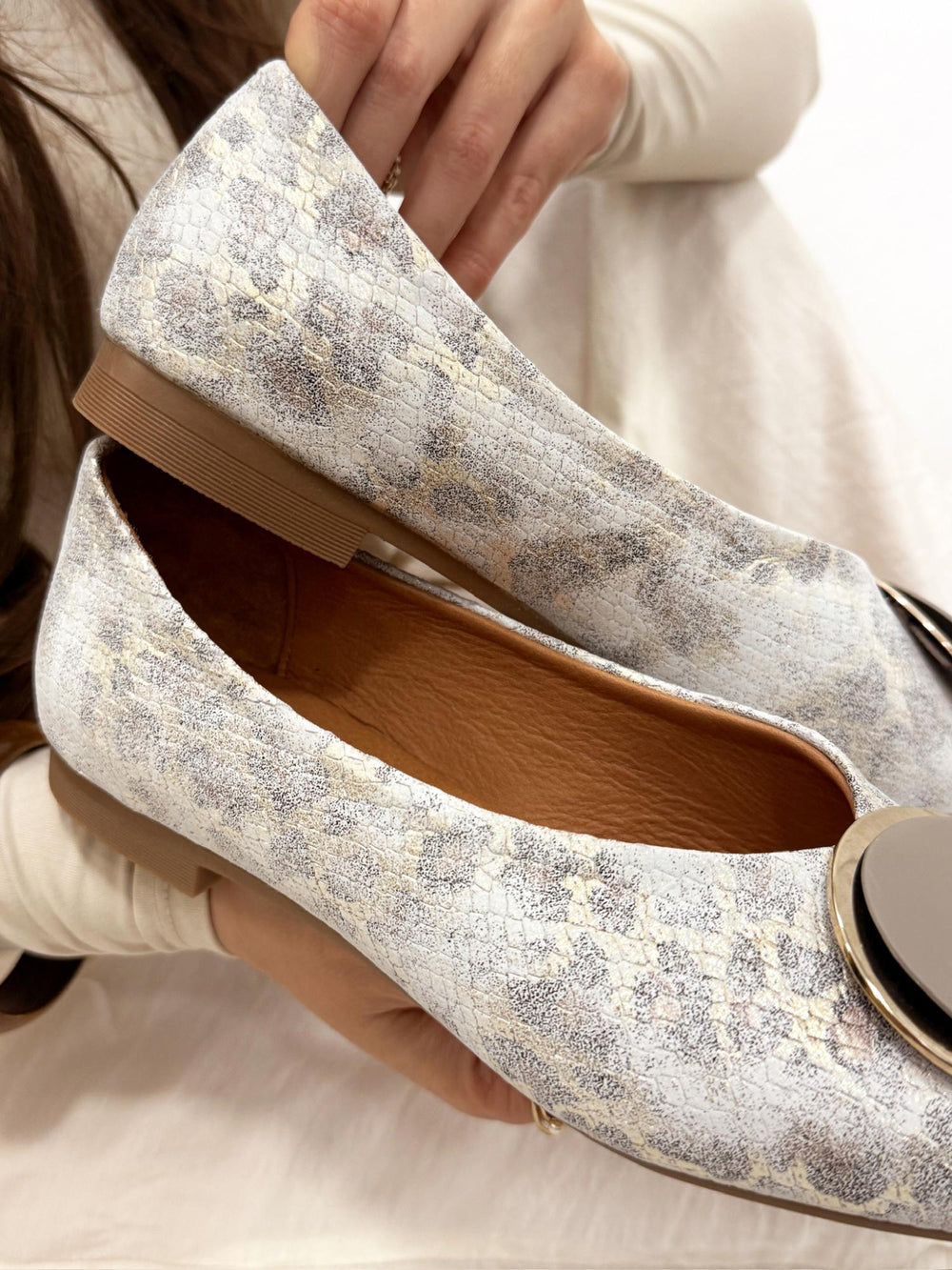 Leder Ballerinas G184 - HELLBEIGE