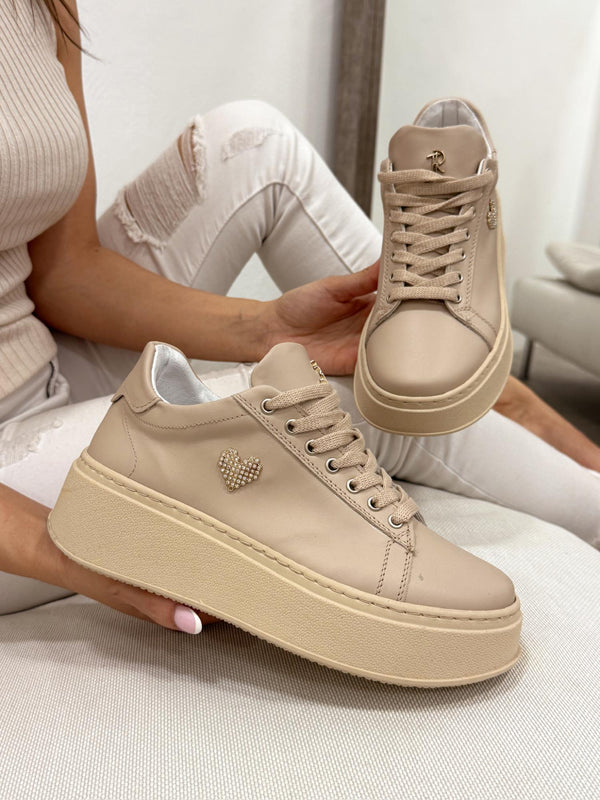 Leather sneakers G164 - BEIGE