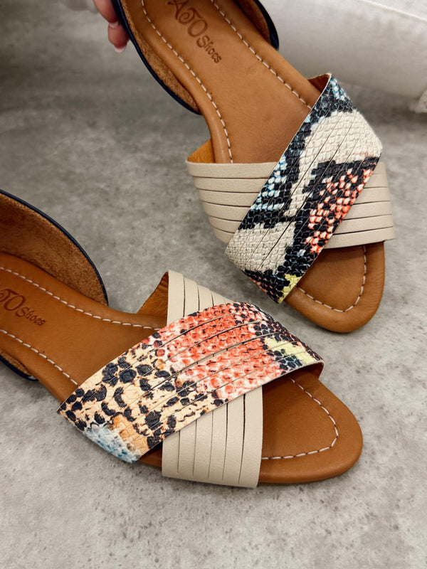 Leather sandals G473 - NAVY