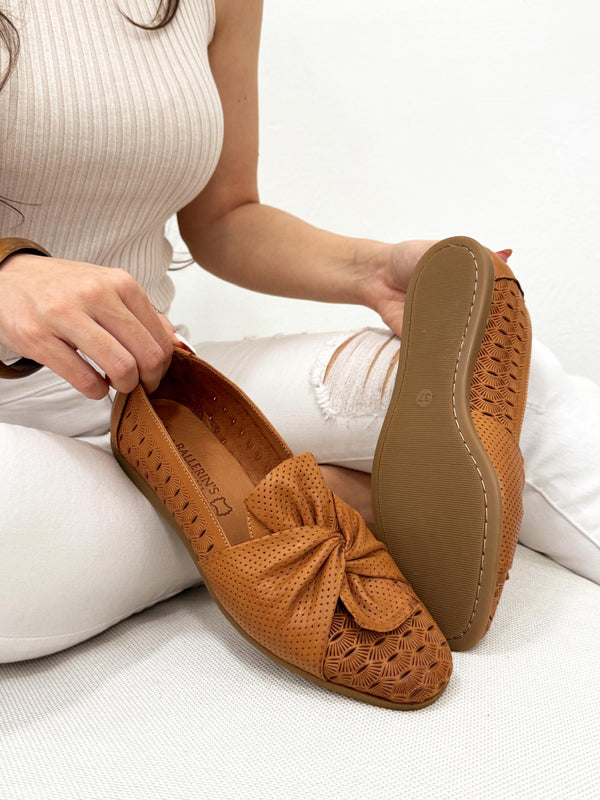 Leather ballet flats G190 - CAMEL