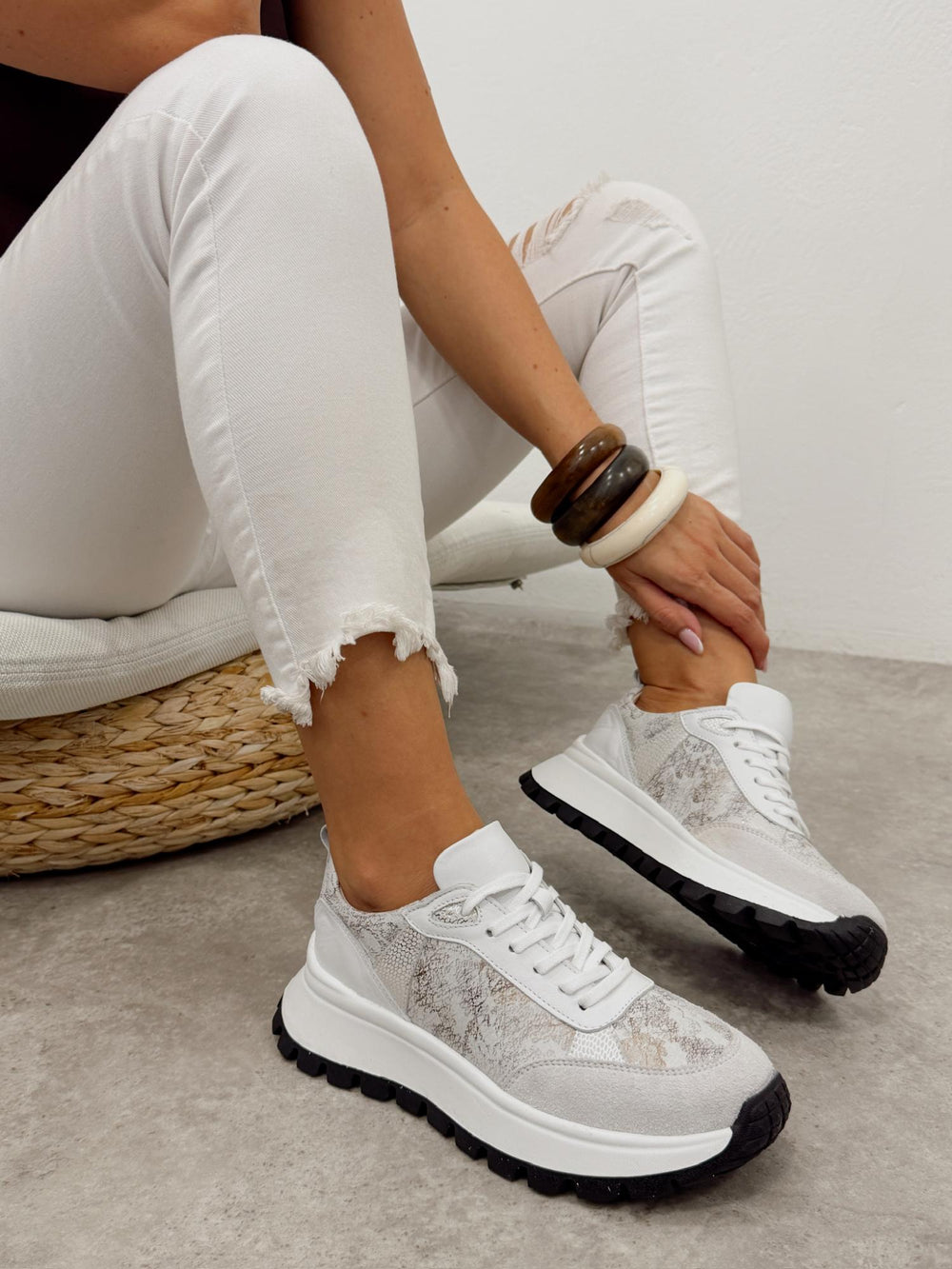 Bőr sneaker G457 - FEHÉR