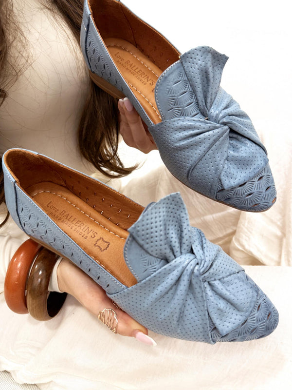 Leather ballet flats G188 - BLUE