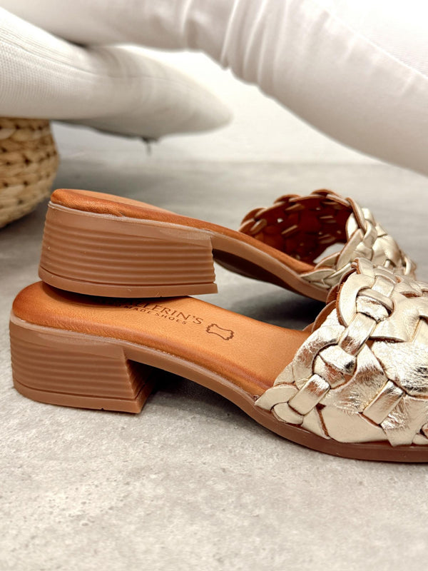 Leather slippers G412 - GOLD