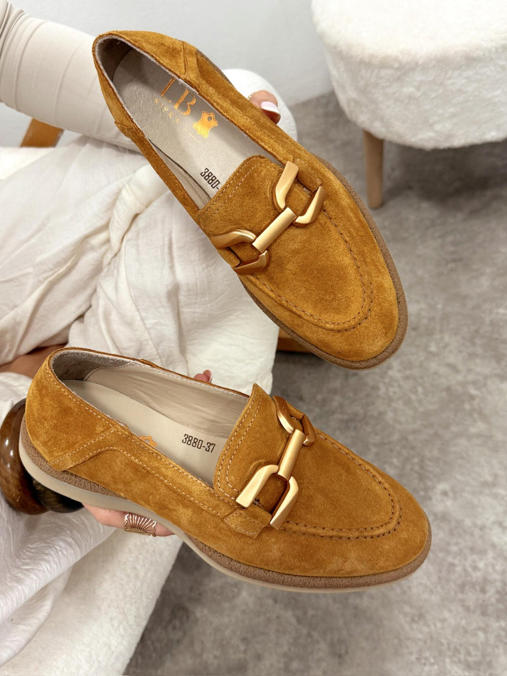 Flache Lederschuhe G132 - CAMEL