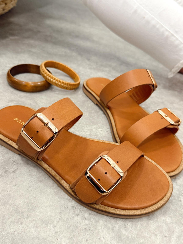 Leather slippers G404 - CAMEL
