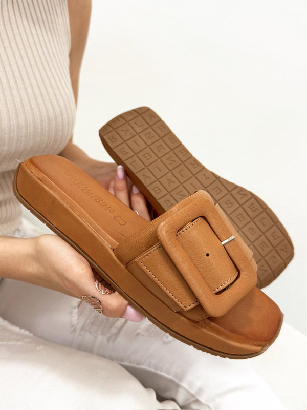 Leather slippers G207 - CAMEL
