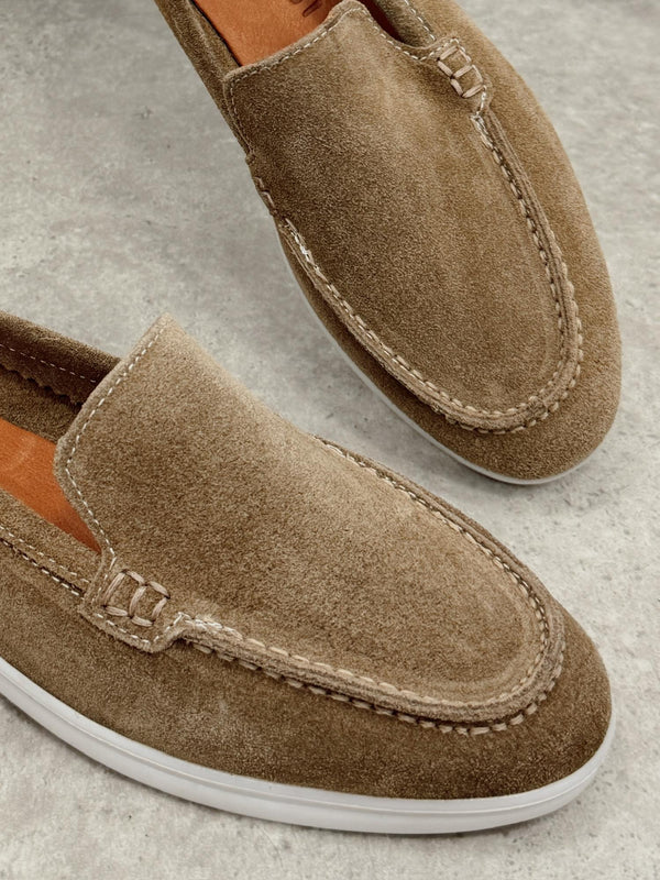 Flat leather shoes G436 - BEIGE