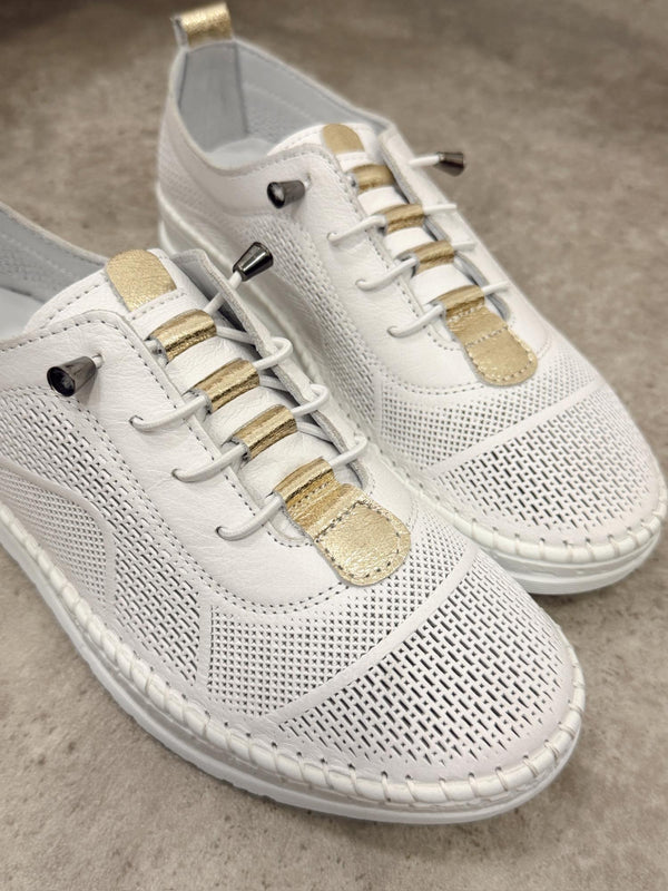 Leather sneakers G399 - WHITE