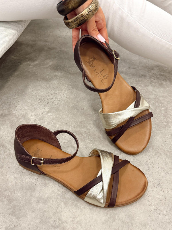 Leather sandals G386 - BROWN