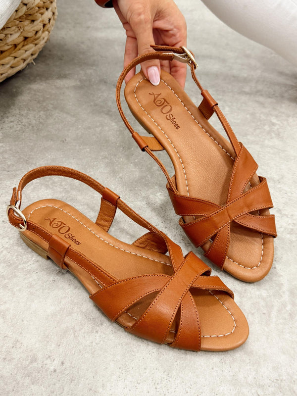 Leather sandals G471 - CAMEL