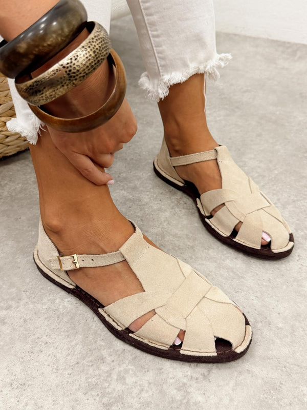 Leather sandals G369 - LIGHT BEIGE