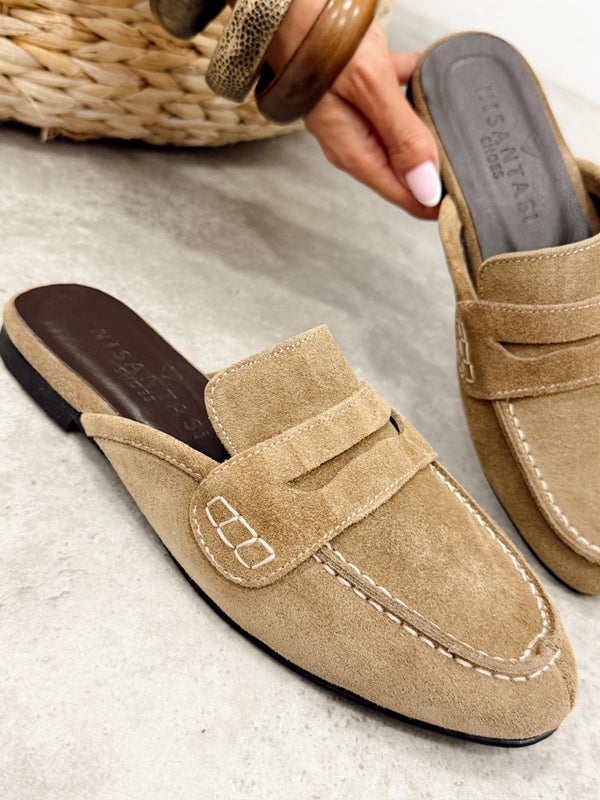 Leather slippers G365 - BEIGE