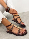 Leather sandals G408 - BROWN