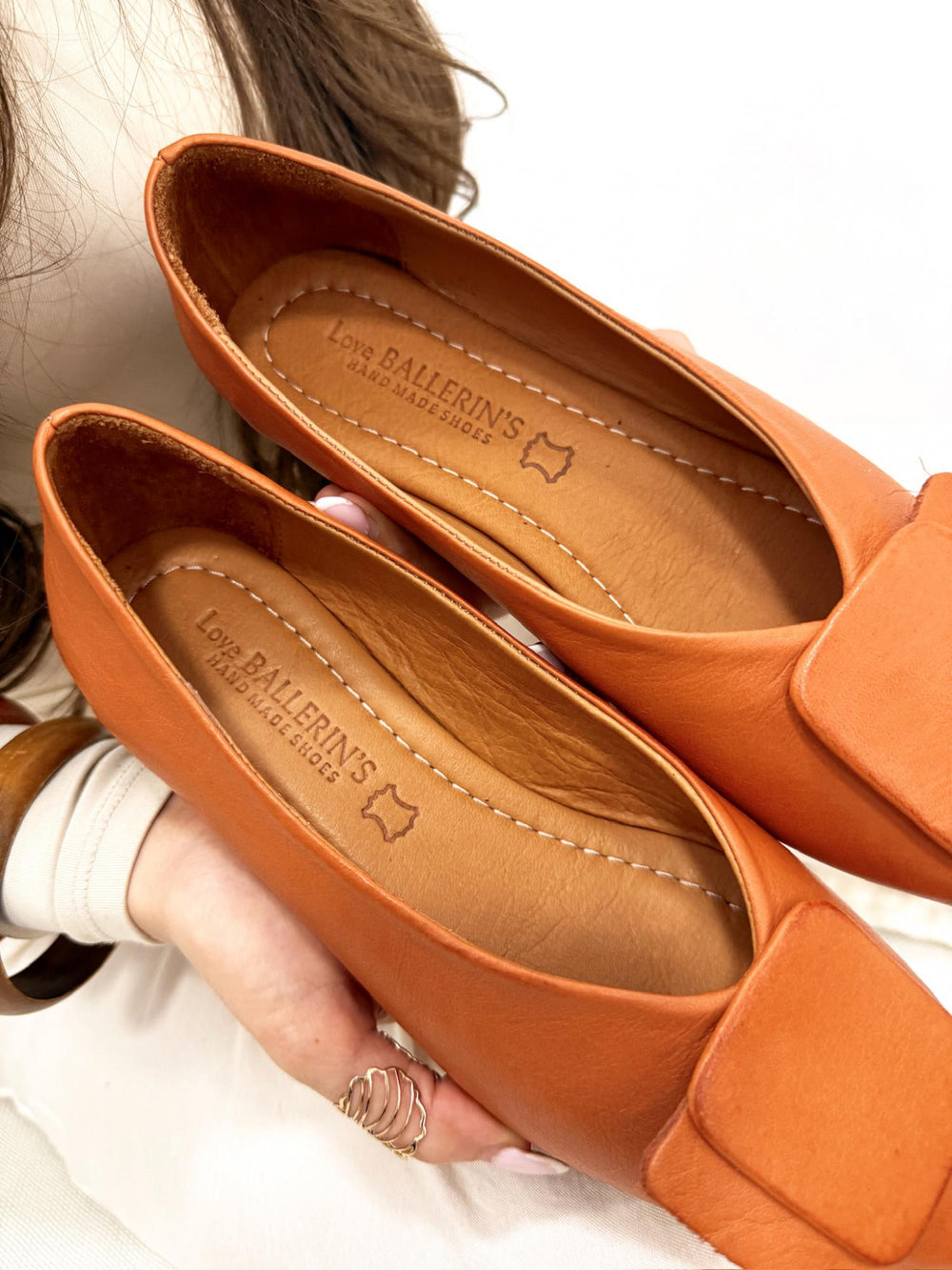 Leather ballet flats G183 - CAMEL