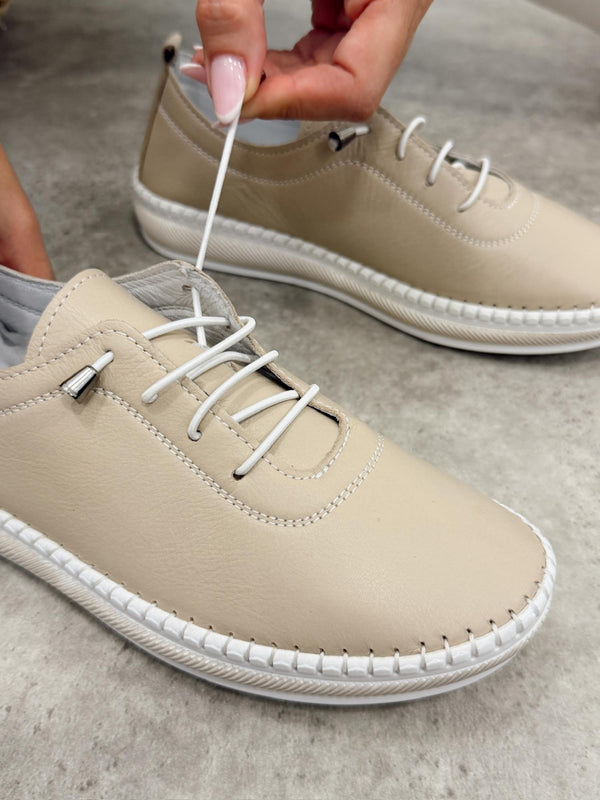 Leather sneakers G450 - BEIGE
