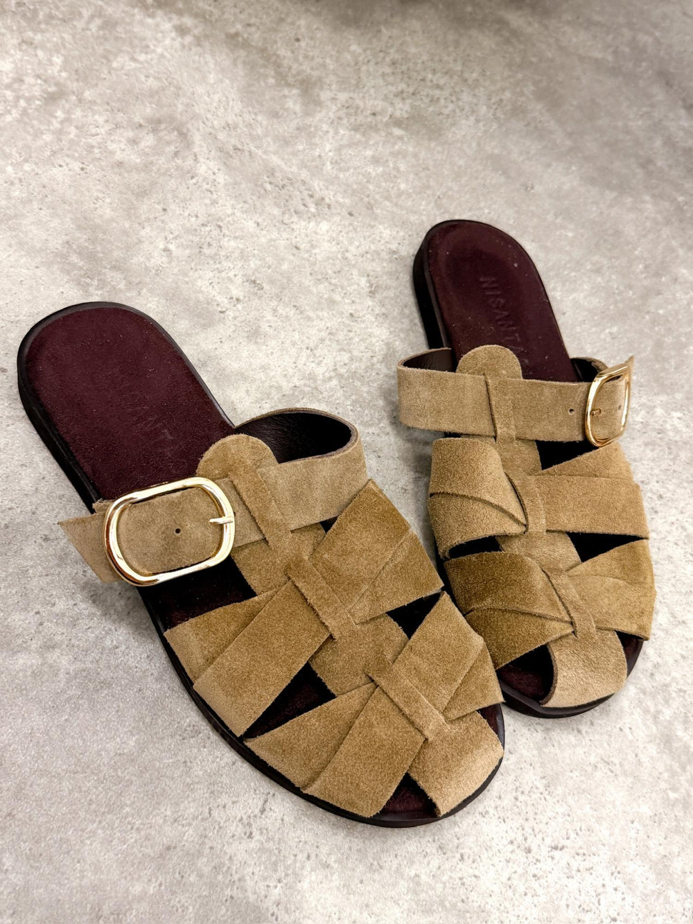 Leather slippers G438 - BEIGE