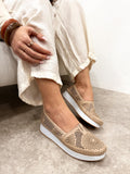 Flat leather shoes G166 - BEIGE