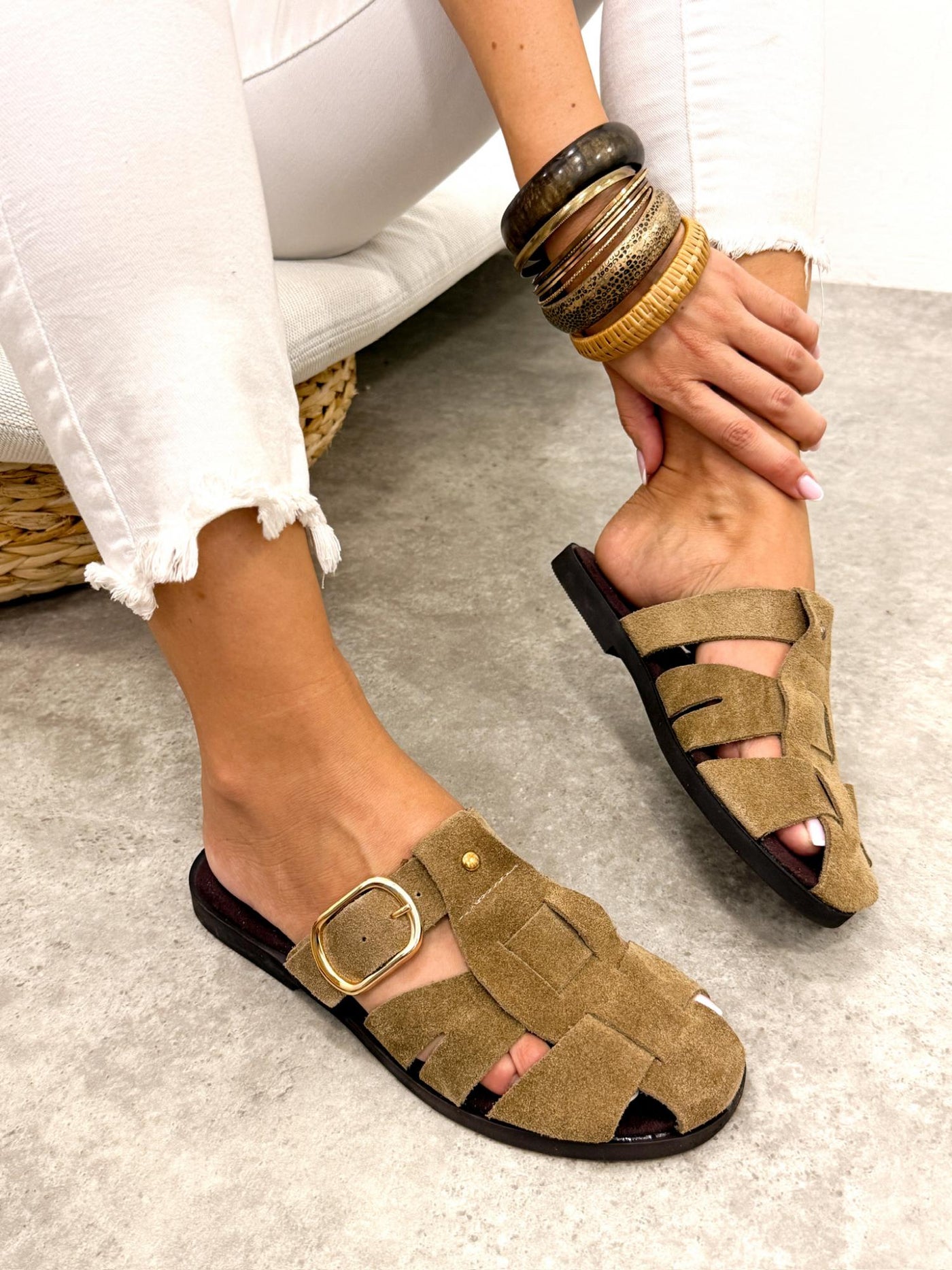 Lederhausschuhe G366 - BEIGE