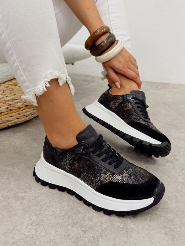Leather sneakers G457 - BLACK