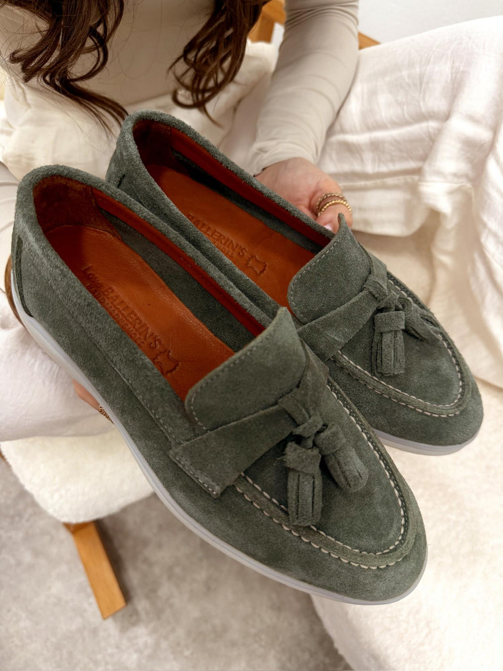 Flat leather shoes G210 - GREEN