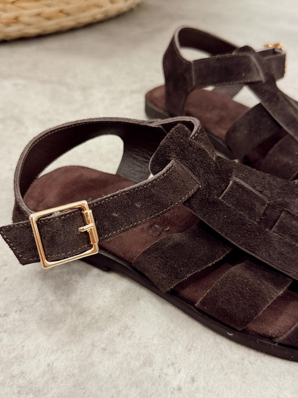 Leather sandals G435 - BROWN