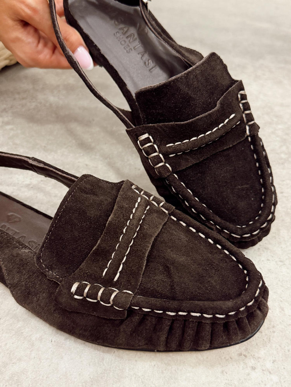 Leather sandals G367 - BROWN