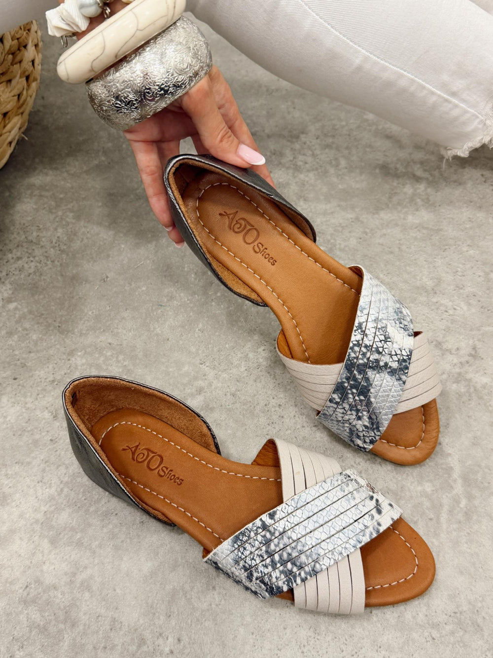 Leder-Sandalen G473 - GRAFIT