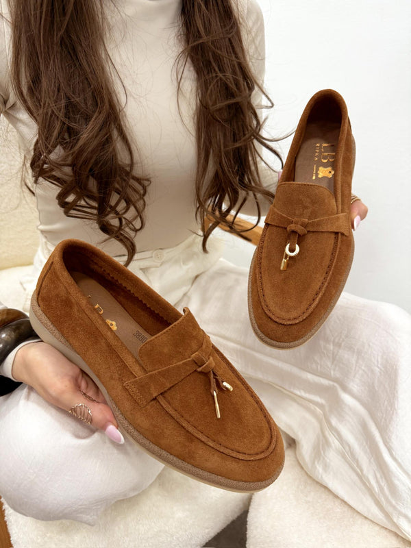 Flat leather shoes G128 - CAMEL