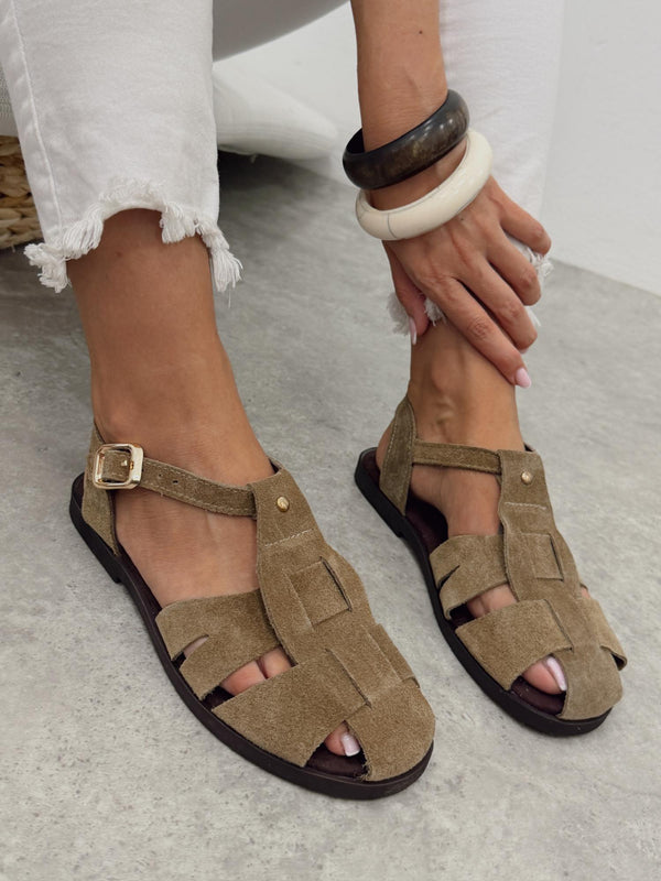 Leather sandals G434 - BEIGE