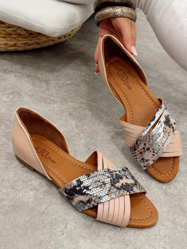 Leather sandals G473 - POWDER ROSE