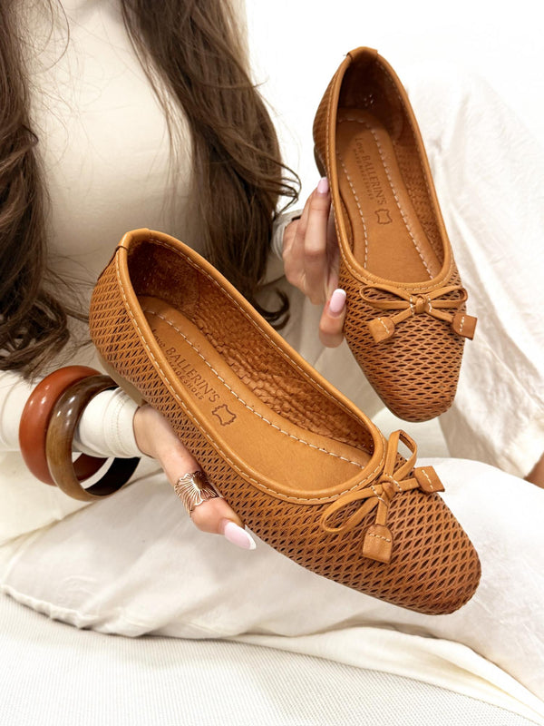 Leather ballet flats G185 - CAMEL