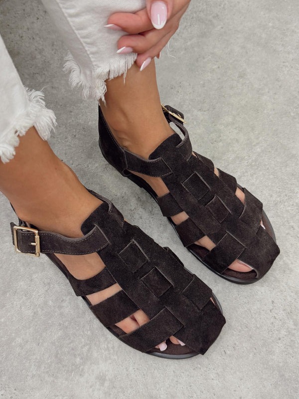 Leather sandals G435 - BROWN