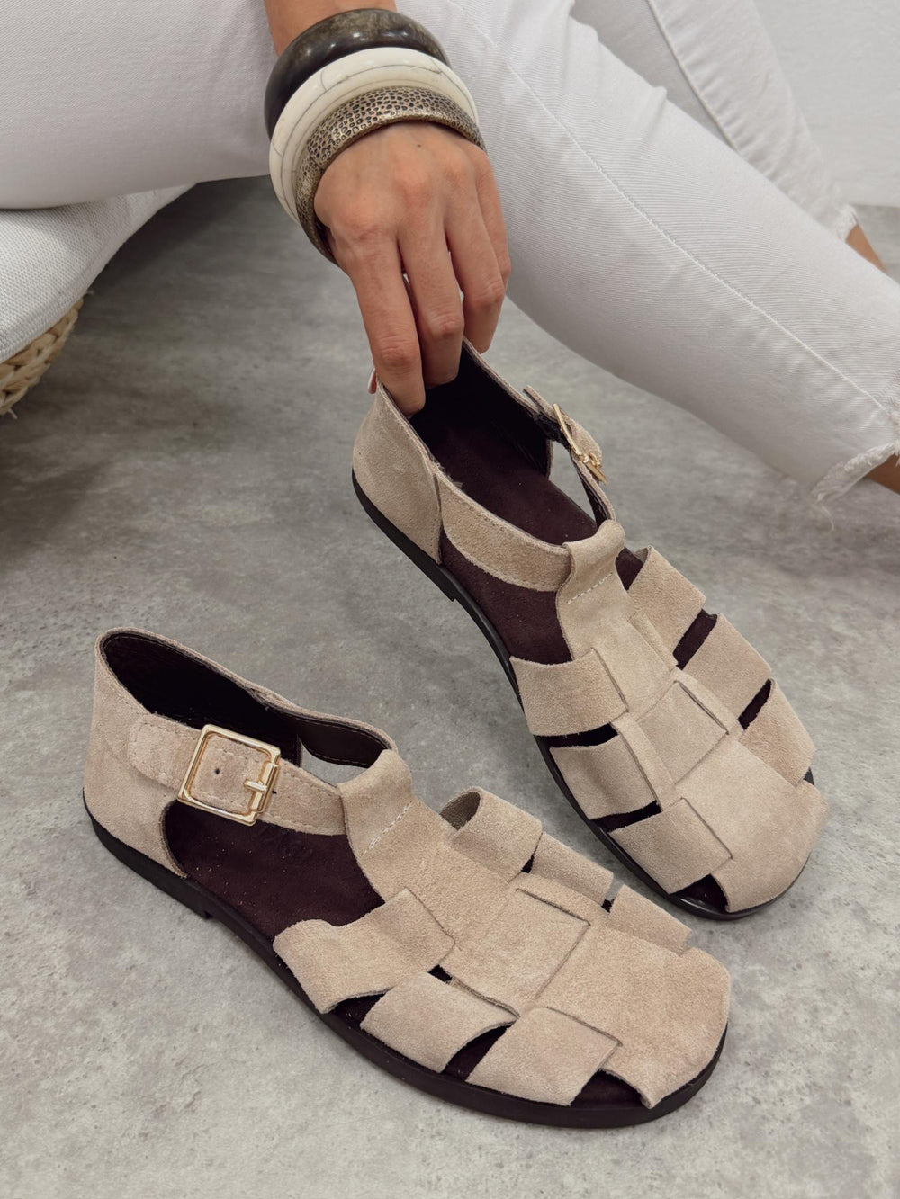 Leather sandals G430 - BEIGE