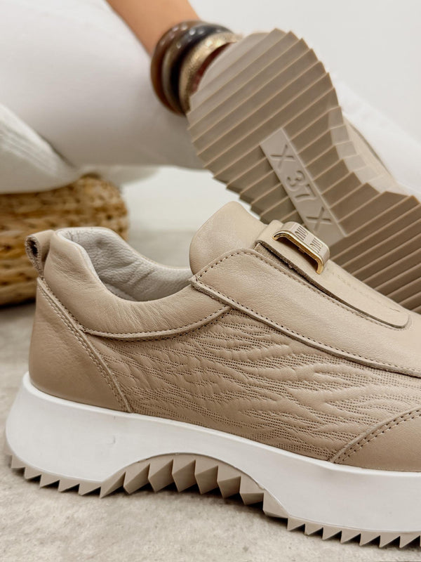 Leather sneakers G455 - BEIGE
