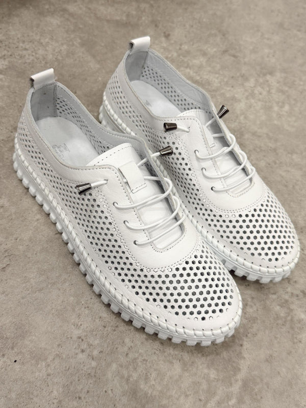 Leather sneakers G398 - WHITE