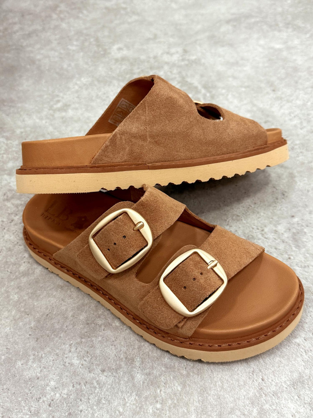Leather slippers G141 - CAMEL