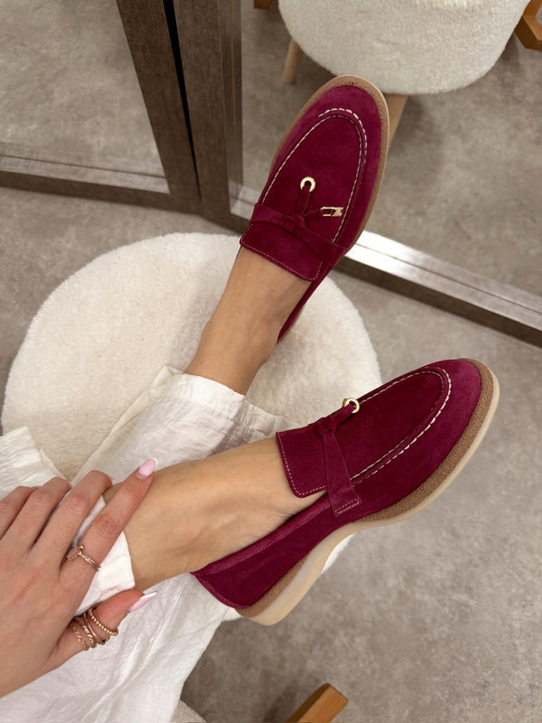 Flat leather shoes G128 - PINK