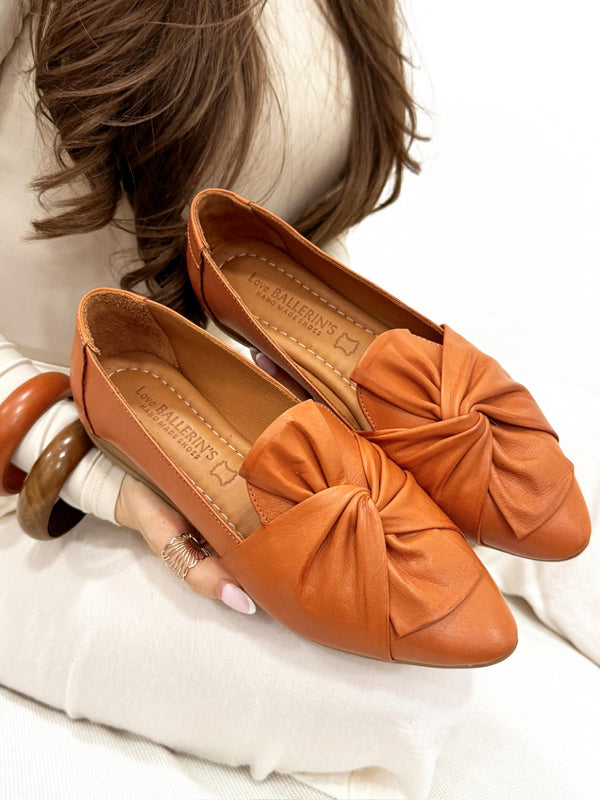 Leather ballet flats G191 - ORANGE