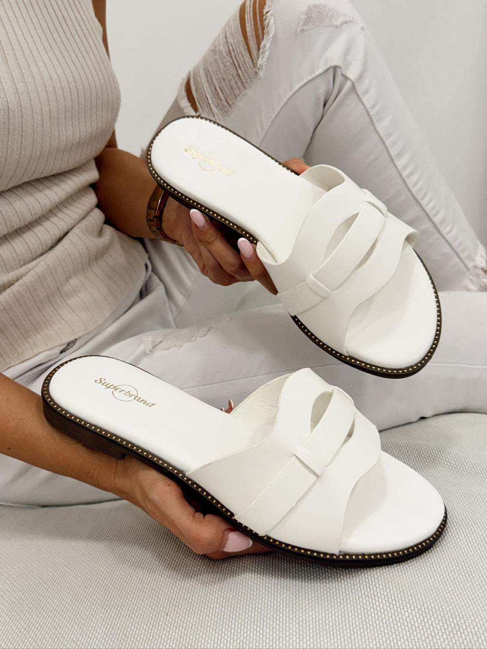 Damen Pantoletten und Mules G328 - WHITE