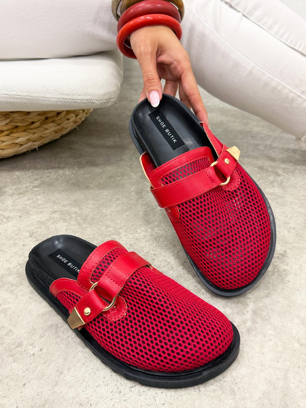 Damen Slipper und Pantoletten G496 - ROT