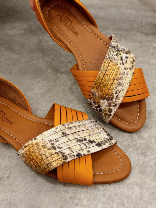 Leather sandals G473 - ORANGE