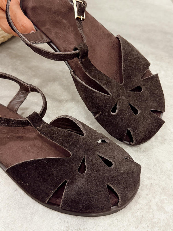 Leather sandals G368 - BROWN