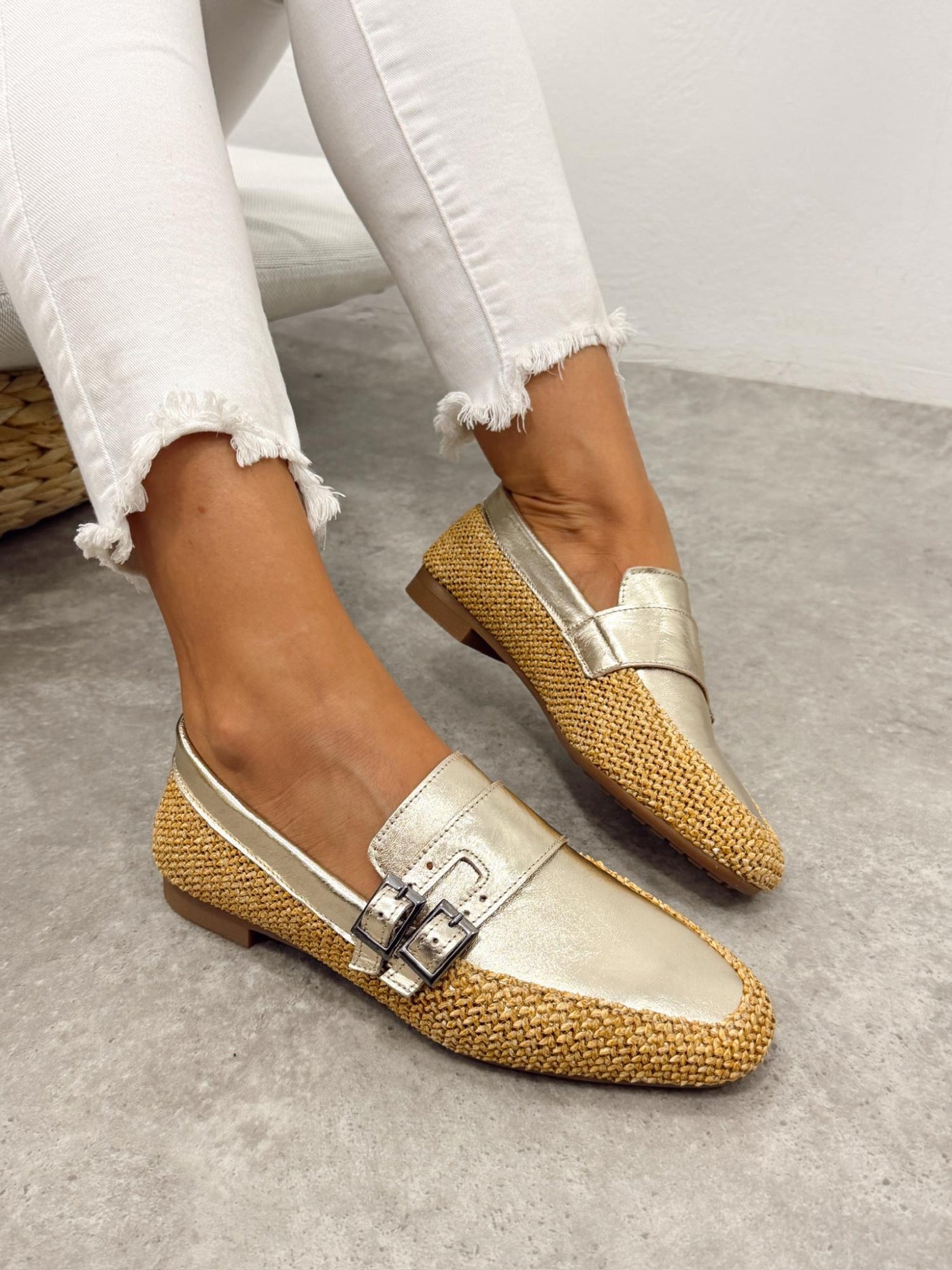 Flache Lederschuhe G417 - GOLD