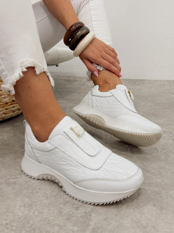 Leather sneakers G455 - WHITE