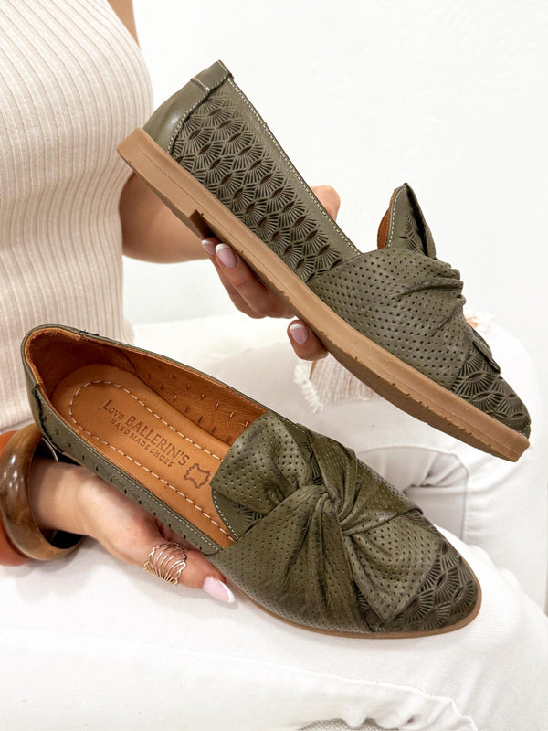 Leather ballet flats G189 - DARK GREEN