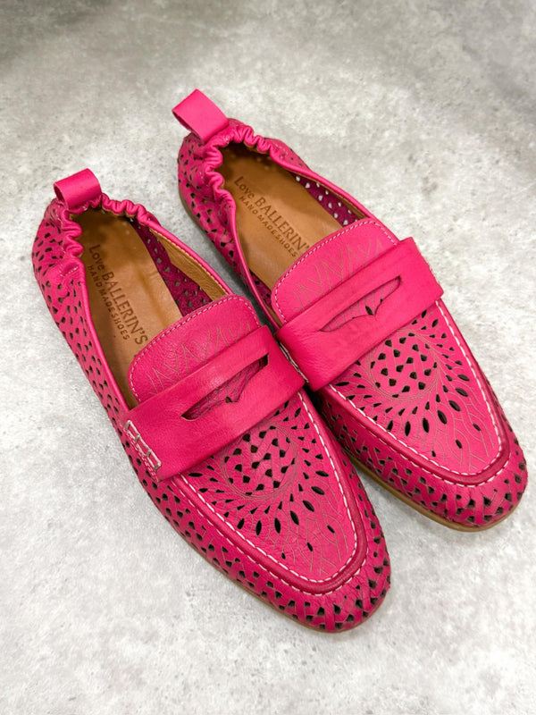 Flat leather shoes G421 - PINK