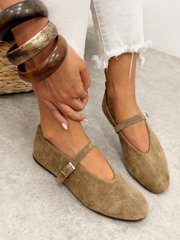 Leather ballet flats G376 - BEIGE