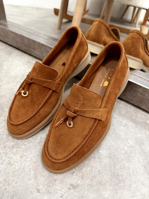 Flat leather shoes G128 - CAMEL