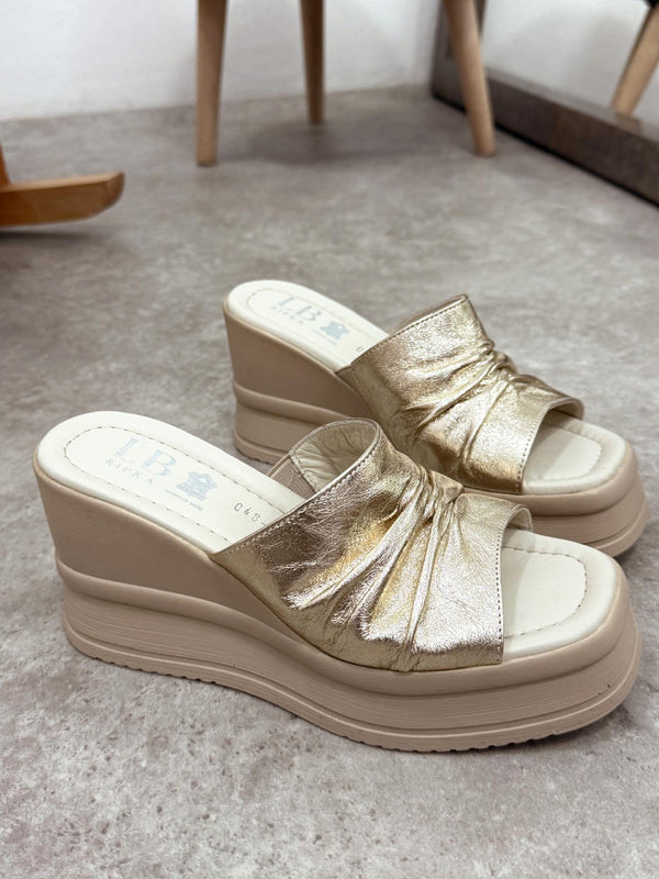 Leather slippers G180 - GOLD
