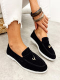 Flat leather shoes G518 - BLACK